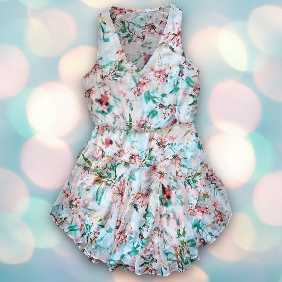 Bisou Bisou Women’s Sleeveless Floral V-Neck Chiffon Dress Size 10 - Picture 2 of 5